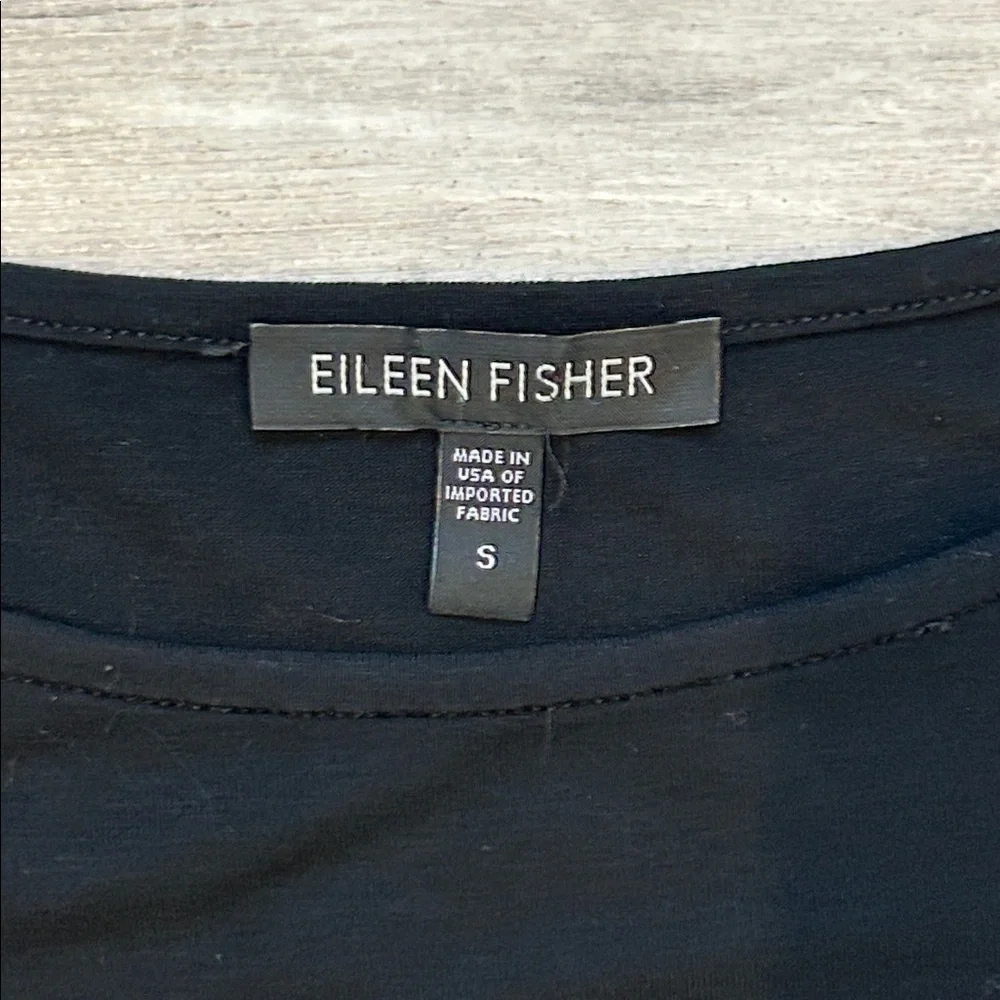 Eileen Fisher black long sleeve viscose dress size small